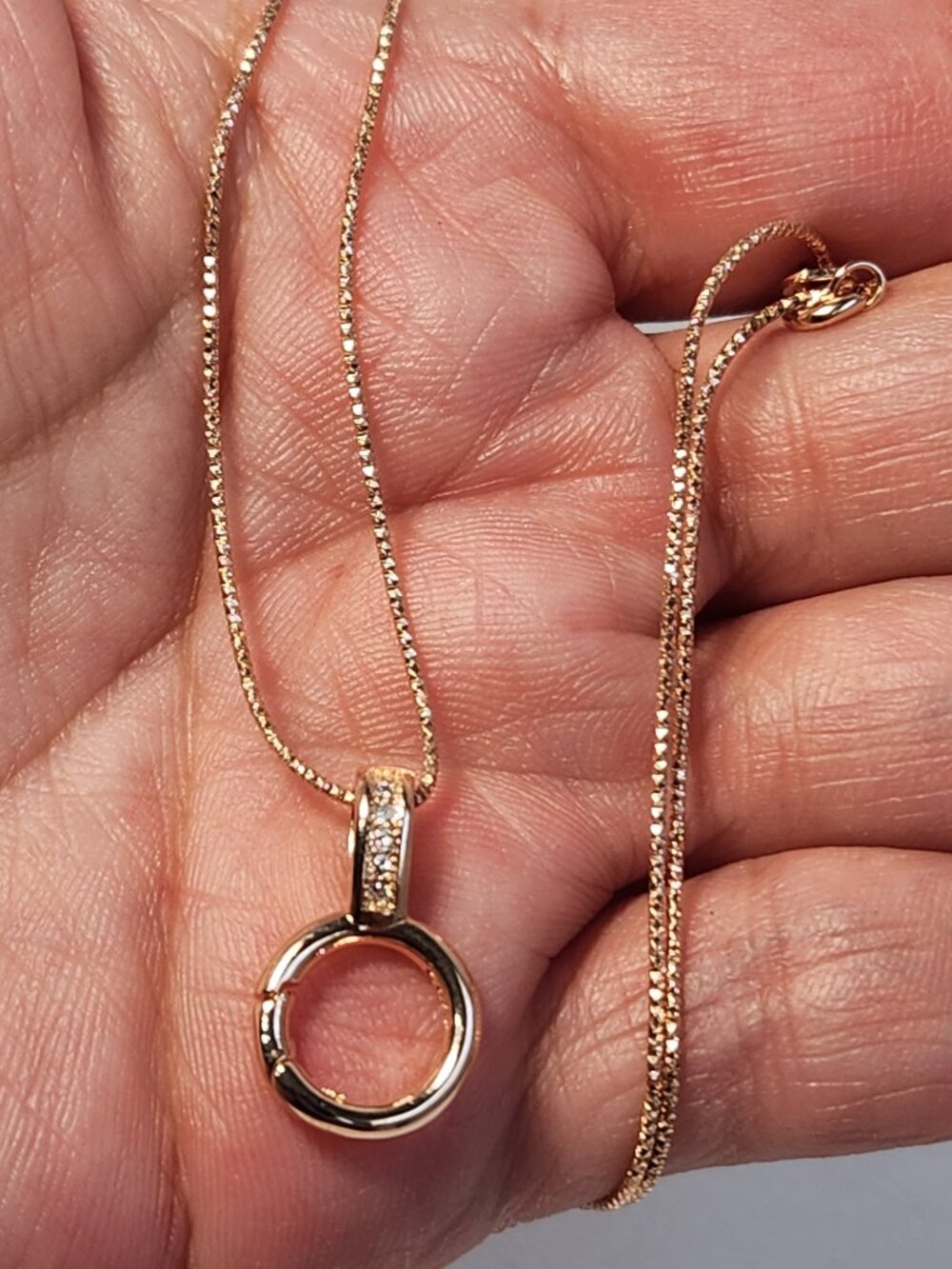 NWT Rose Gold ITALY Functional & Enhancer Bail Necklace Pendant Ready Chain 18"